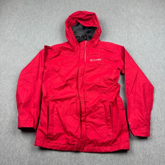 Columbia Jacket Youth Medium 10/12 Red Watertight II Rain Coat Hooded Packable - Picture 1 of 14